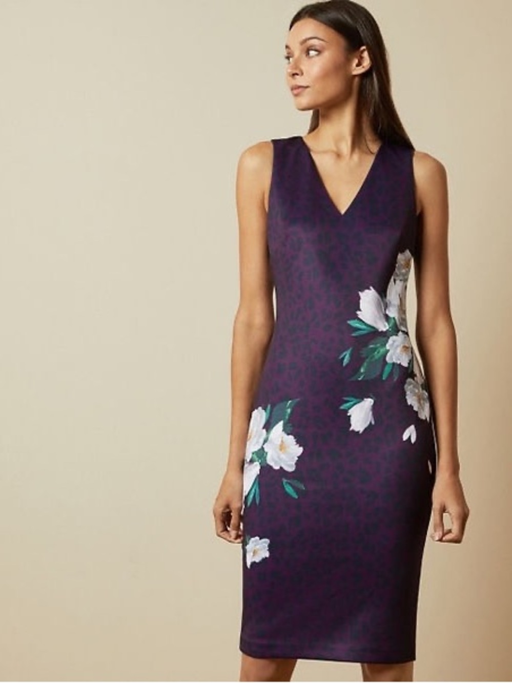 Ted Baker London Purple Floral Sheath Midi Dress